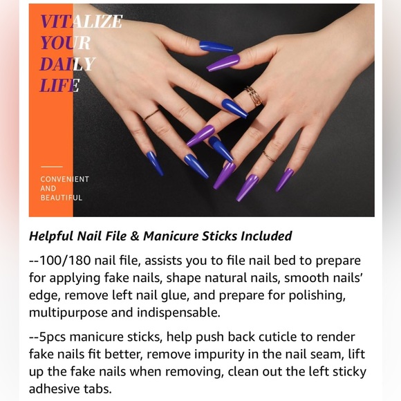 Press on Nails Long Coffin, 360PCS Fit Nicely & Natural Glossy, Complete Kit - Picture 8 of 13